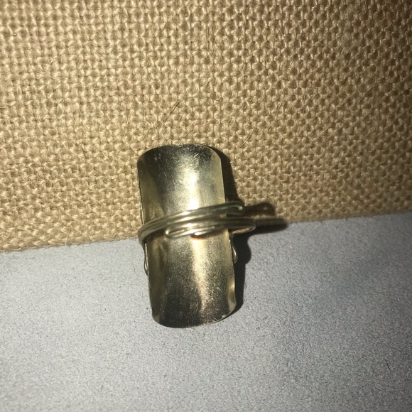 Blue Green Stone Silver Tone Adjustable Ring Boho - Picture 9 of 9